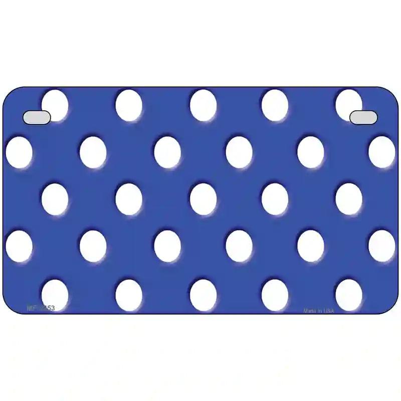 White Polka Dots Royal Blue Metal Novelty License Plate 7" x 4" (MP)