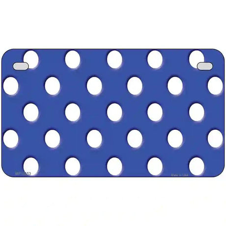 White Polka Dots Royal Blue Metal Novelty License Plate 7" x 4" (MP)
