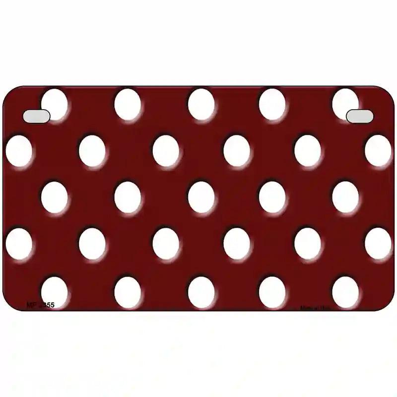 White Polka Dots Burgundy Metal Novelty License Plate 7" x 4" (MP)