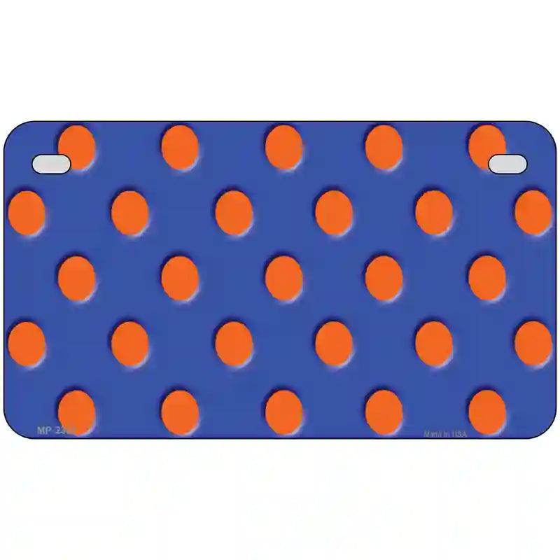 Orange Polka Dots Royal Blue Metal Novelty License Plate 7" x 4" (MP)