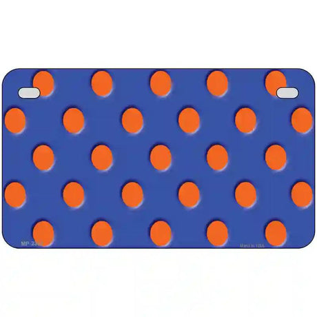 Orange Polka Dots Royal Blue Metal Novelty License Plate 7" x 4" (MP)