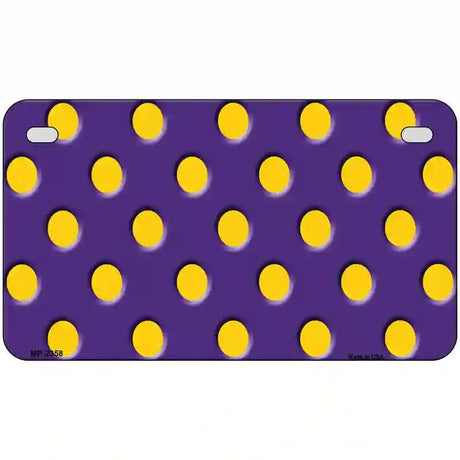 Yellow Polka Dots Purple Metal Novelty License Plate 7" x 4" (MP)
