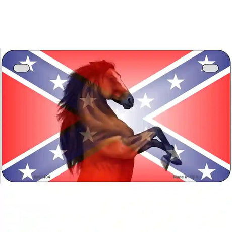 Confederate Flag Stallion Horse Metal Novelty License Plate 7" x 4" (MP)