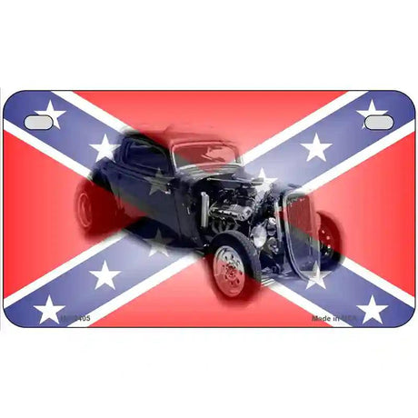 Confederate Flag Hot Rod Metal Novelty License Plate 7" x 4" (MP)