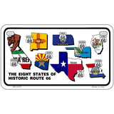 Route 66 Historic 8 Flags Metal Novelty License Plate 7" x 4" (MP)