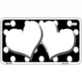 White Black Polka Dot Black Center Hearts Novelty License Plate 7" x 4" (MP)