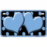 Light Blue Black Polka Dot Light Blue Centered Hearts Novelty License Plate 7" x 4" (MP)