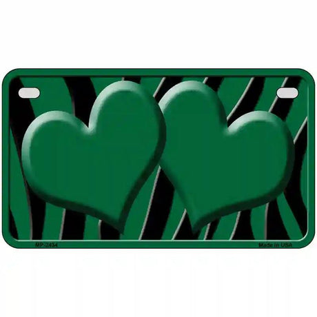 Green Black Zebra Green Centered Hearts Novelty License Plate 7" x 4" (MP)