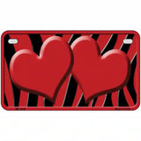 Red Black Zebra Red Centered Hearts Novelty License Plate 7" x 4" (MP)