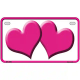 Solid Pink Centered Hearts White Novelty License Plate 7" x 4" (MP)