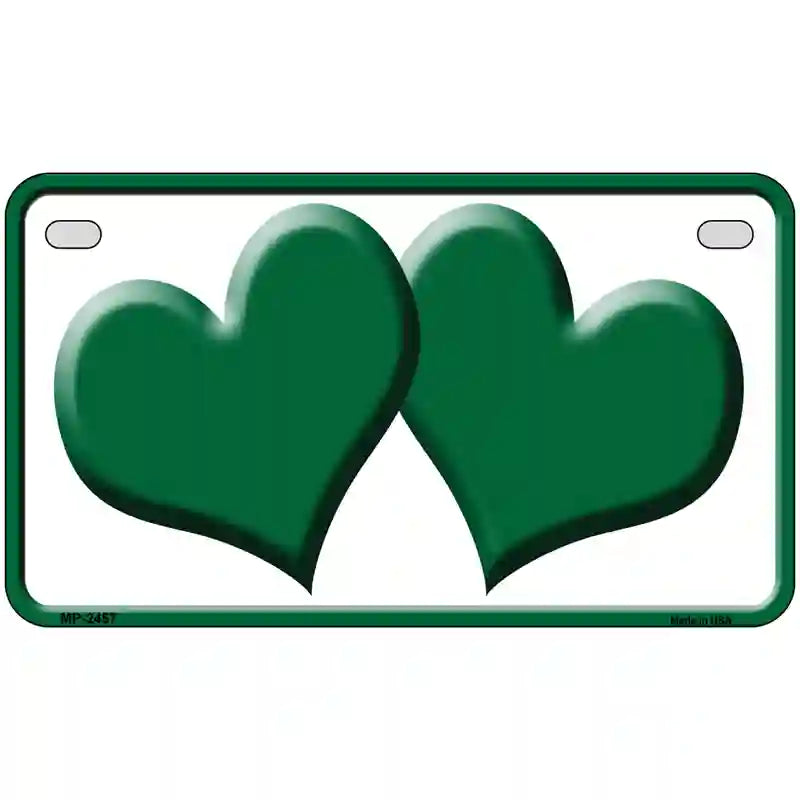 Solid Green Centered Hearts White Novelty License Plate 7" x 4" (MP)