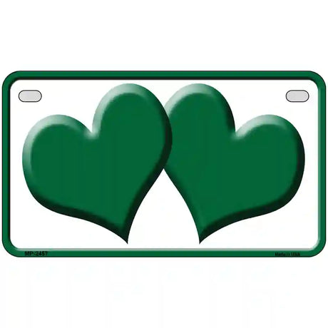 Solid Green Centered Hearts White Novelty License Plate 7" x 4" (MP)