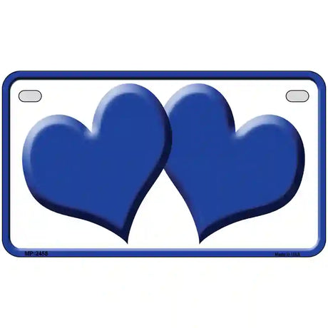 Solid Blue Centered Hearts White Novelty License Plate 7" x 4" (MP)