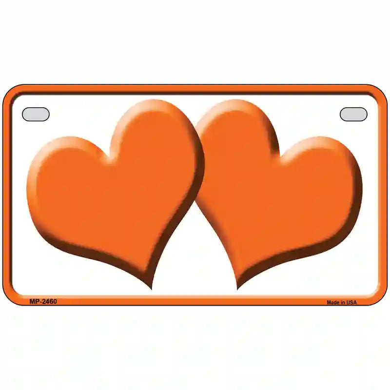 Solid Orange Centered Hearts White Novelty License Plate 7" x 4" (MP)
