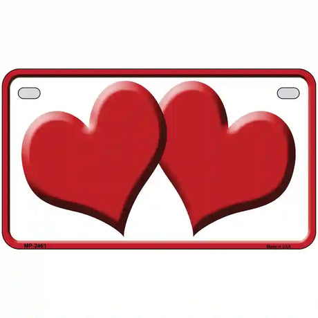 Solid Red Centered Hearts White Novelty License Plate 7" x 4" (MP)