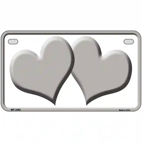 Solid Grey Centered Hearts White Novelty License Plate 7" x 4" (MP)