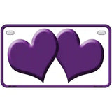 Solid Purple Centered Hearts White Novelty License Plate 7" x 4" (MP)