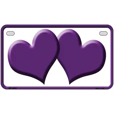 Solid Purple Centered Hearts White Novelty License Plate 7" x 4" (MP)