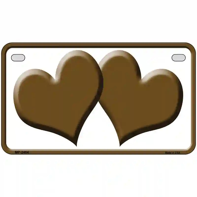 Solid Brown Centered Hearts White Novelty License Plate 7" x 4" (MP)