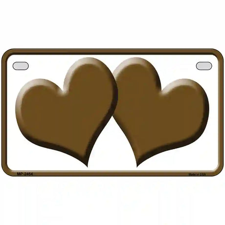 Solid Brown Centered Hearts White Novelty License Plate 7" x 4" (MP)