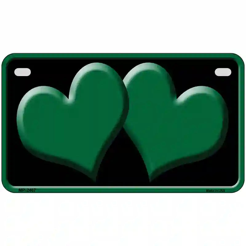 Solid Green Centered Hearts Black Novelty License Plate 7" x 4" (MP)