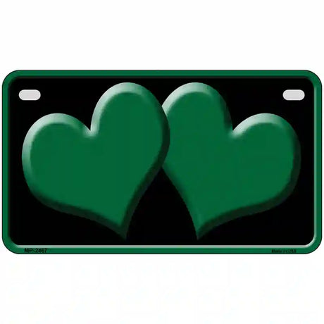 Solid Green Centered Hearts Black Novelty License Plate 7" x 4" (MP)
