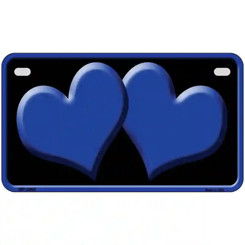 Solid Blue Centered Hearts Black Novelty License Plate 7" x 4" (MP)