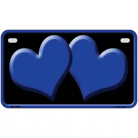 Solid Blue Centered Hearts Black Novelty License Plate 7" x 4" (MP)