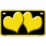 Solid Yellow Centered Hearts Black Novelty License Plate 7" x 4" (MP)