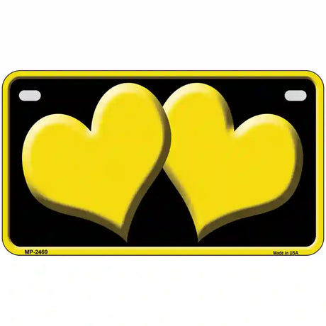 Solid Yellow Centered Hearts Black Novelty License Plate 7" x 4" (MP)