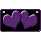Solid Purple Centered Hearts Black Novelty License Plate 7" x 4" (MP)