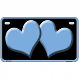 Solid Light Blue Centered Hearts Black Novelty License Plate 7" x 4" (MP)