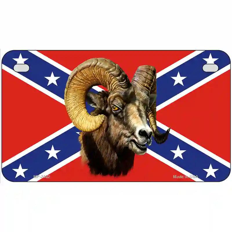 Confederate Flag Ram Metal Novelty License Plate 7" x 4" (MP)