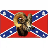 Confederate Flag Ram Metal Novelty License Plate 7" x 4" (MP)