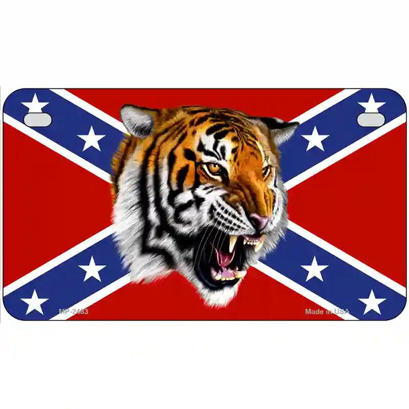 Confederate Flag Tiger Metal Novelty License Plate 7" x 4" (MP)