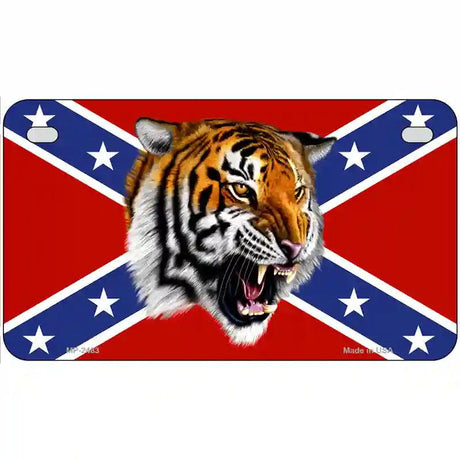 Confederate Flag Tiger Metal Novelty License Plate 7" x 4" (MP)