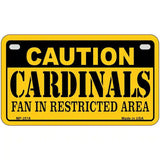 Caution Cardinals Metal Novelty License Plate 7" x 4" (MP)