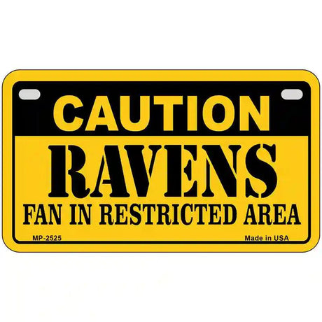 Caution Ravens Metal Novelty License Plate 7" x 4" (MP)