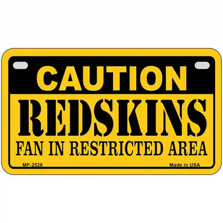 Caution Redskins Metal Novelty License Plate 7" x 4" (MP)