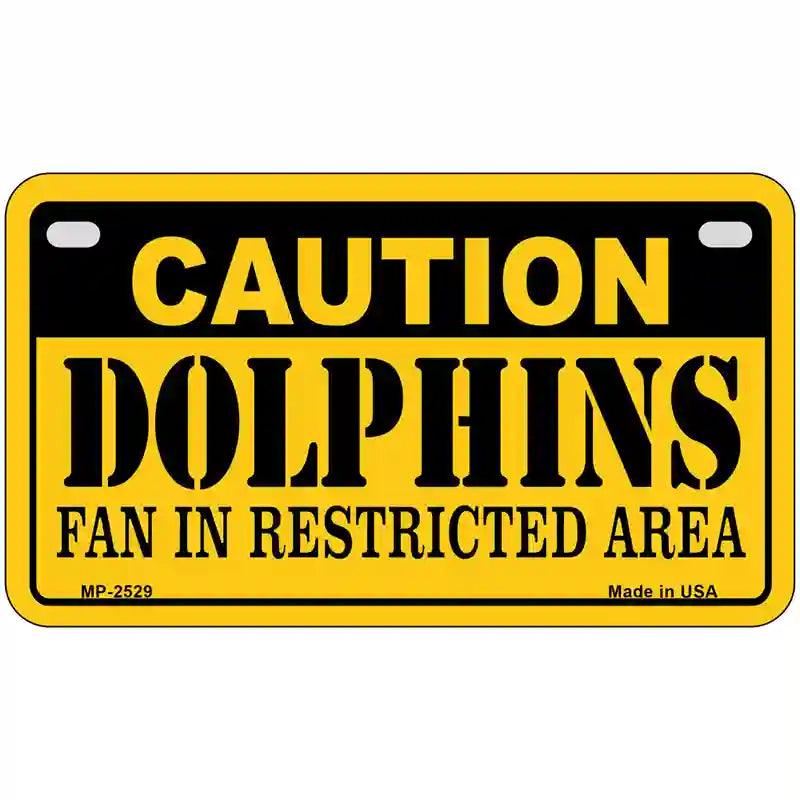 Caution Dolphins Metal Novelty License Plate 7" x 4" (MP)