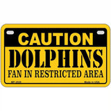 Caution Dolphins Metal Novelty License Plate 7" x 4" (MP)