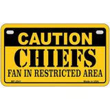 Caution Chiefs Metal Novelty License Plate 7" x 4" (MP)
