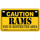Caution Rams Metal Novelty License Plate 7" x 4" (MP)