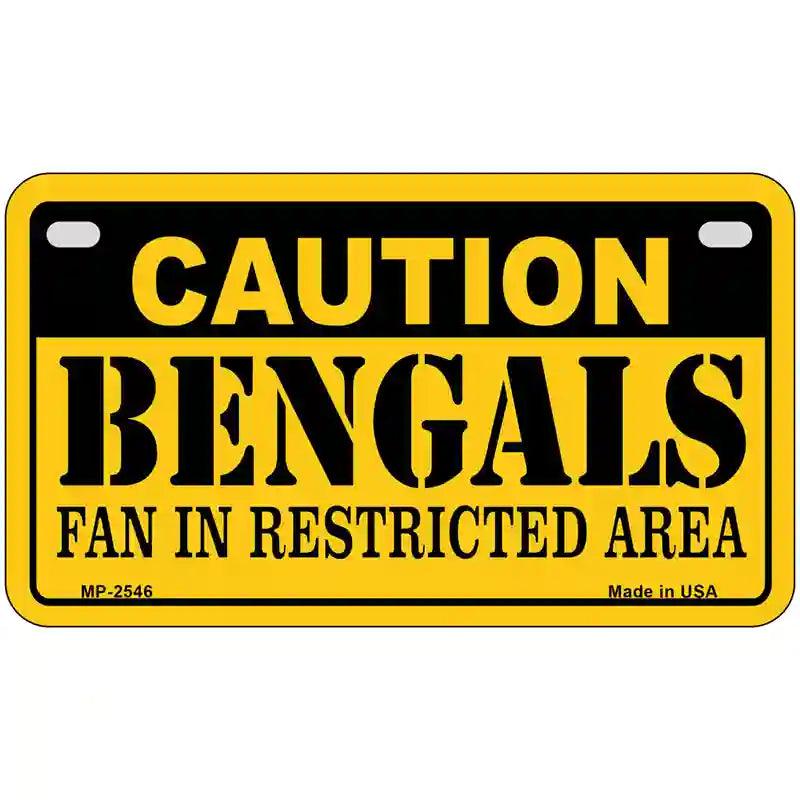 Caution Bengals Metal Novelty License Plate 7" x 4" (MP)
