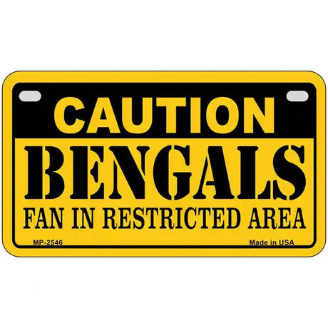 Caution Bengals Metal Novelty License Plate 7" x 4" (MP)