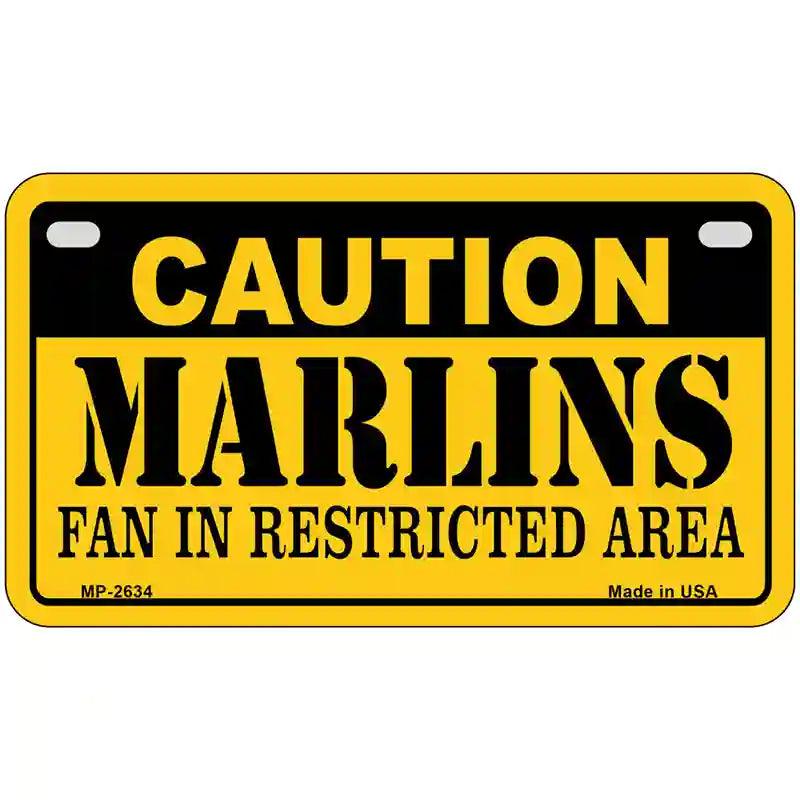 Caution Marlins Fan Metal Novelty License Plate 7" x 4" (MP)
