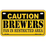 Caution Brewers Fan Metal Novelty License Plate 7" x 4" (MP)