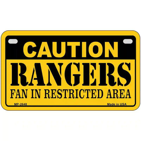 Caution Rangers Fan Metal Novelty License Plate 7" x 4" (MP)