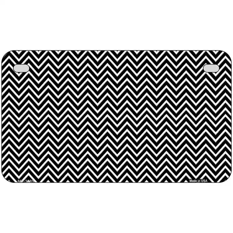 Black White Chevron Metal Novelty License Plate 7" x 4" (MP)