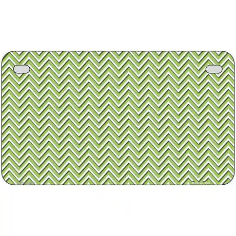 Lime Green White Chevron Metal Novelty License Plate 7" x 4" (MP)